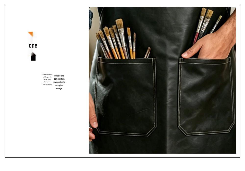 Waterproof PU Leather Apron - Oil-proof Workwear for Coffee Shops, Baking, Catering, BBQ - Unisex Customizable Apron