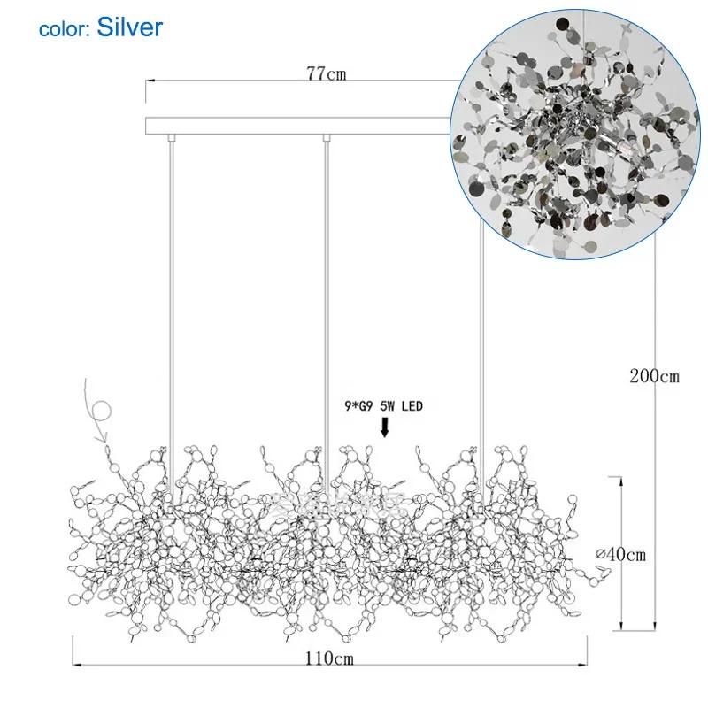 Modern Restaurant Chandelier Stainless Steel Lighting Fixtures Luxury LED Chandelier Coffee Shop Decoration Home Appliance
