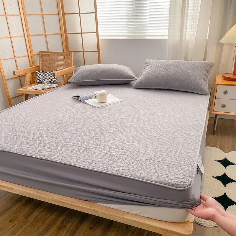 Raw Cotton Waterproof Quilted Fitted Sheet160x200,Single-Piece Mattress Protector Cover,Class A Maternal Child Grade