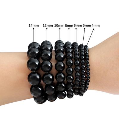 Perline rotonde in pietra di agata nera naturale da 4-14 mm/28-92 pezzi per la realizzazione di gioielli, collane con bracciale fai da te