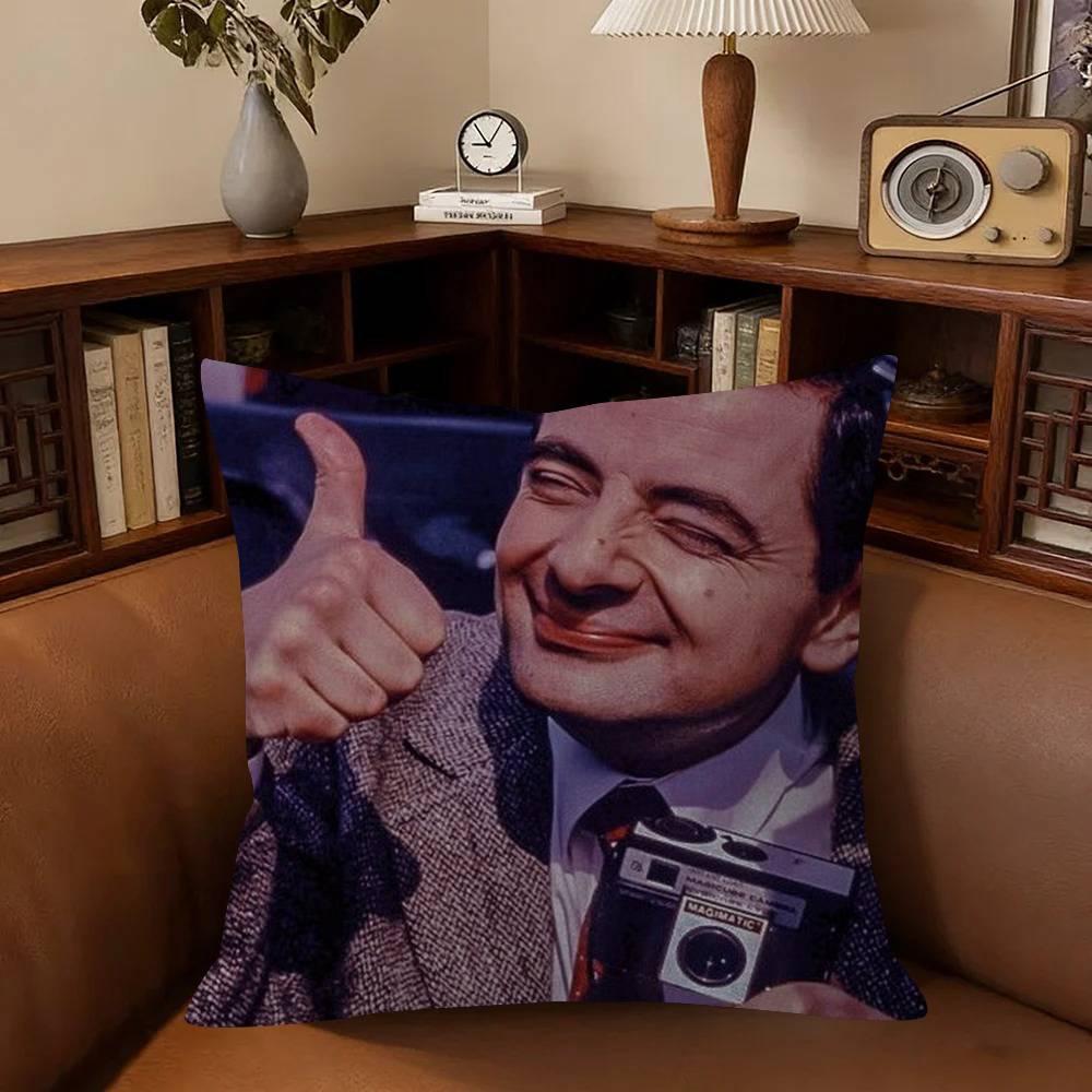 Funny Mr Bean Anime Pillow Cover For Bedroom Room And Living Room Sofa Decorative Cushion Cover