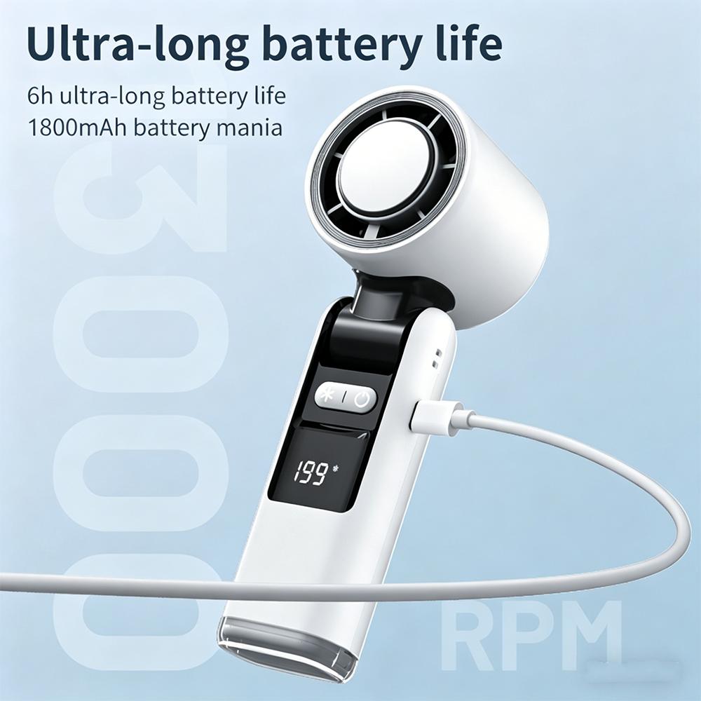 Mini Handheld Turbo Fan Foldable Design 1-199-Speed Wind 4000mAh Rechargeable Digital Display Protable Pocket Fans for Outdoor