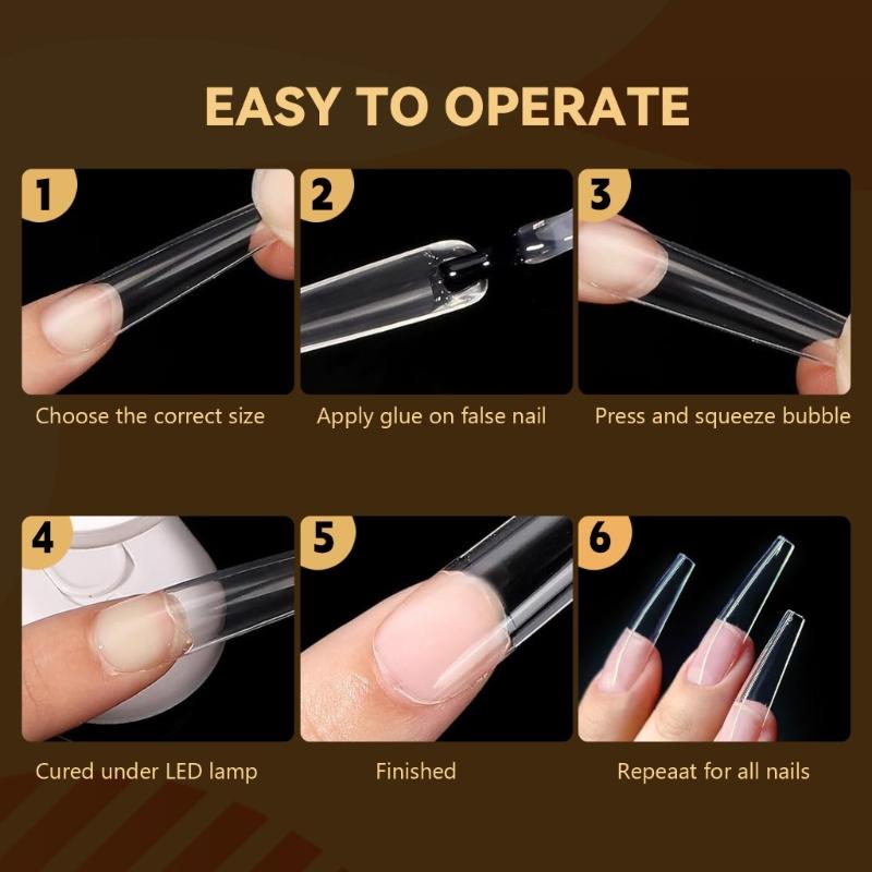 Clear Gel Nail Tips DIY Nail Extensions Transparent False Nails Art Decoration Long-Lasting Perfect for DIY Nail Art