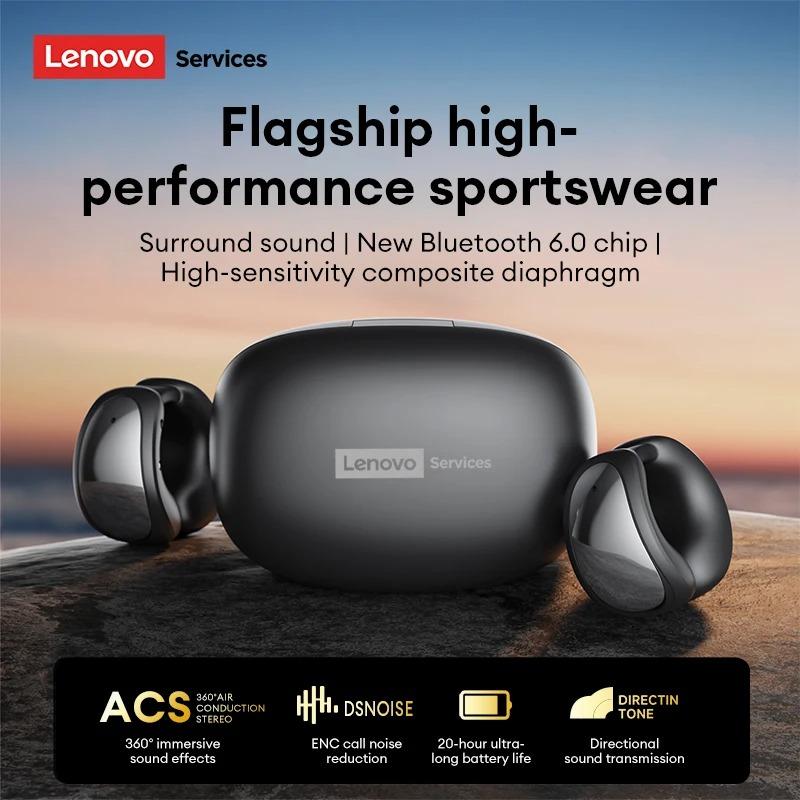 Originální bezdrátová sluchátka Lenovo RS121 OWS otevřeného typu, s klipem na ucho, Bluetooth sluchátka, HiFi zvuk, pro sport a hry, s nízkou latencí, s mikrofonem, Nové