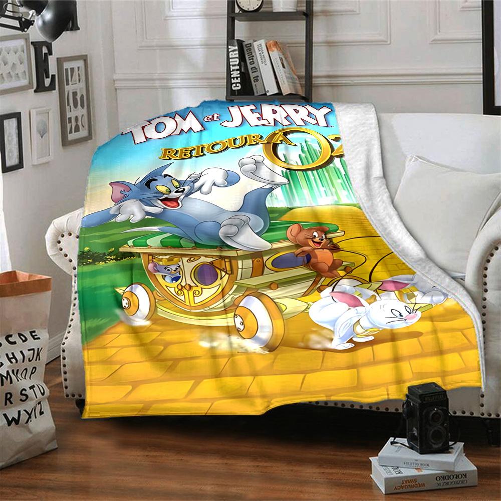 1pc Tom and Jerry Return to Oz Flannel Blanket Soft Warm Throw for Home, Office, Travel, All-Season Cozy Bedding GiftL1228