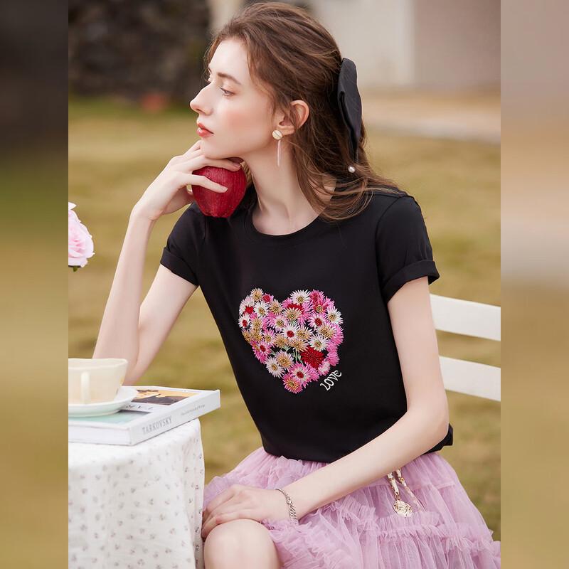 

Вышитая бисером футболка с коротким рукавом Bailuyu XL