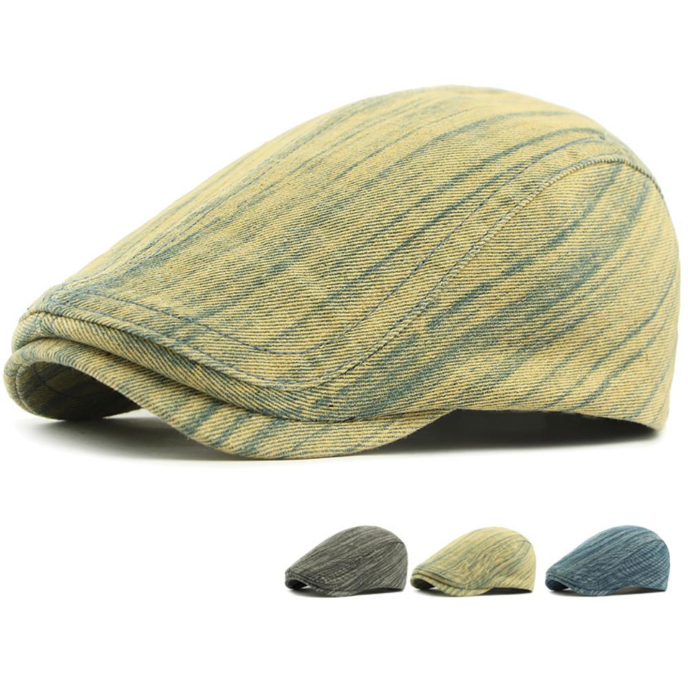 HT4724 Plus Size Berets for Men Women New Washed Denim Beret Hat Adjustable Ivy Flat Cap Male Female Spring Autumn Beret Cap