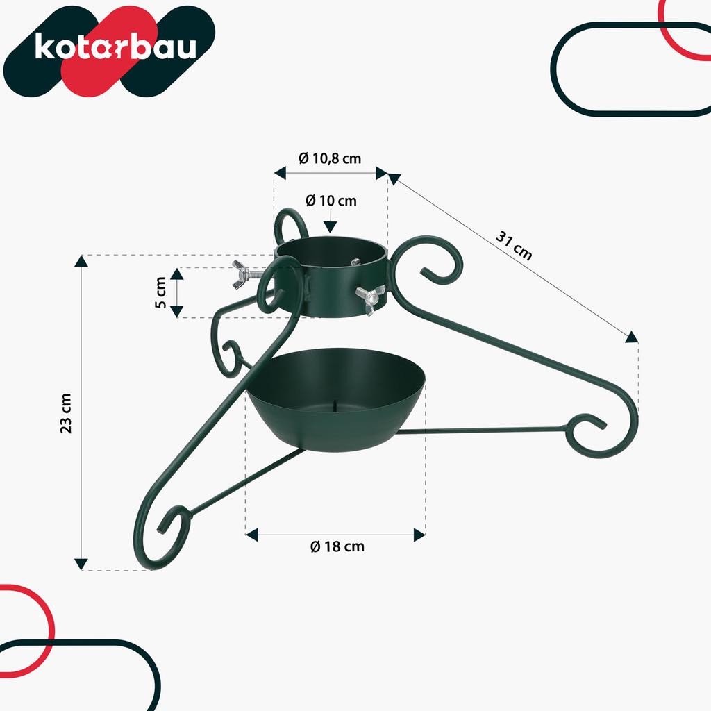 Kotarbau® Metal Christmas Tree Stand With Water Container, Wrapped, Decorative, Green, 52 X 23 Cm