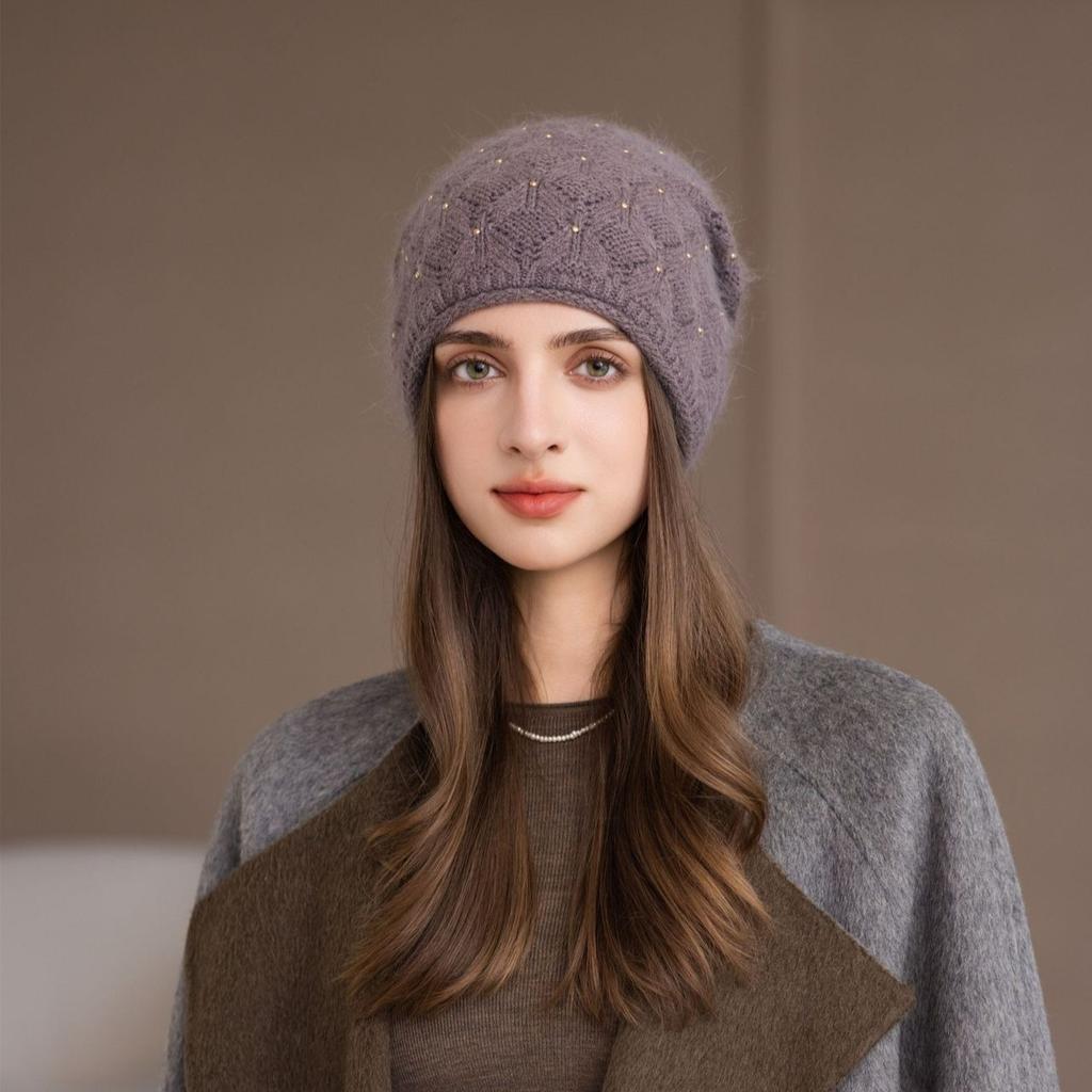 Winter Hat Women's Knitted Hat Casual Fashion Bag Head Ear Protection Hat Winter Windproof Hat
