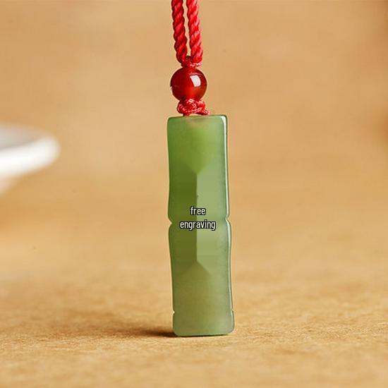 Certified Green Jade Bamboo Pendant for Men & Women - High-Grade Qinghai Hotan Jade Sweater Chain