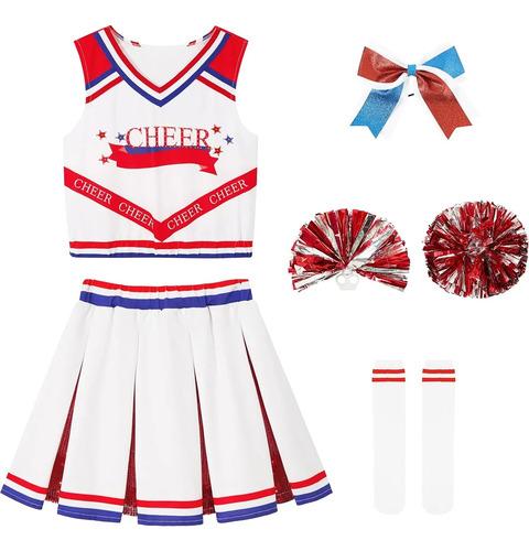 Cheerleader Costume For Girls, Halloween Costume For Kids, 5-6 Years красный