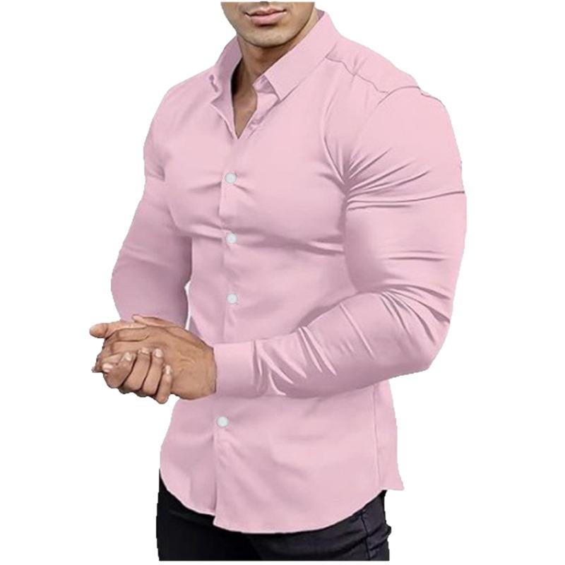 Men S Slim Fit Long Sleeve Business Shirt Wrinkle Resistant Casual Work Shirt