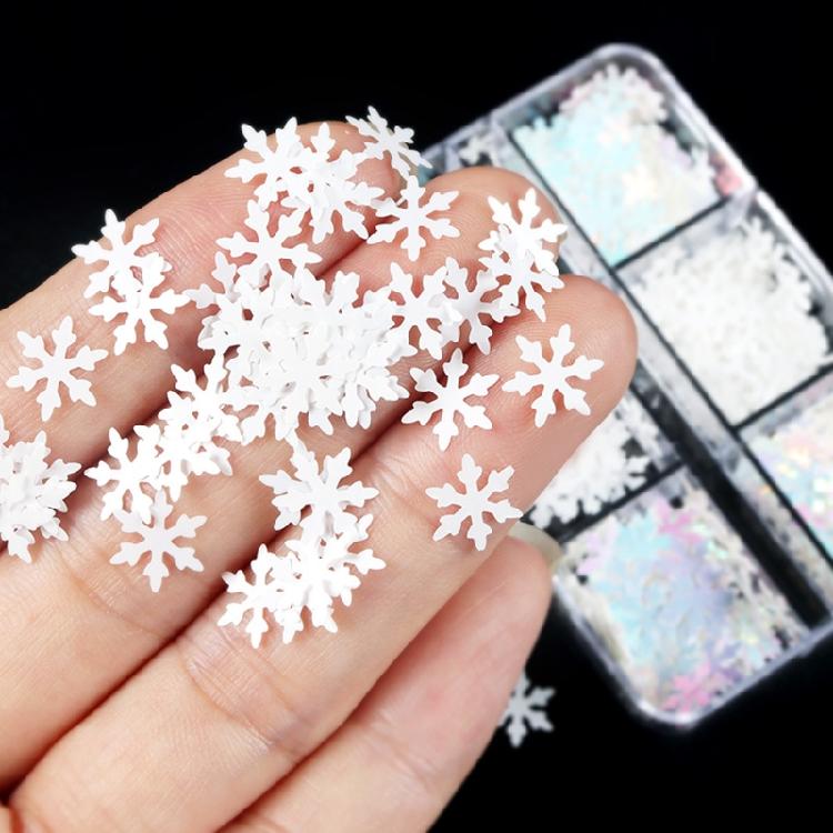 Christmas Glitter Nail Snowflakes Sequins Nail Art Decals Manicure Charms Decor