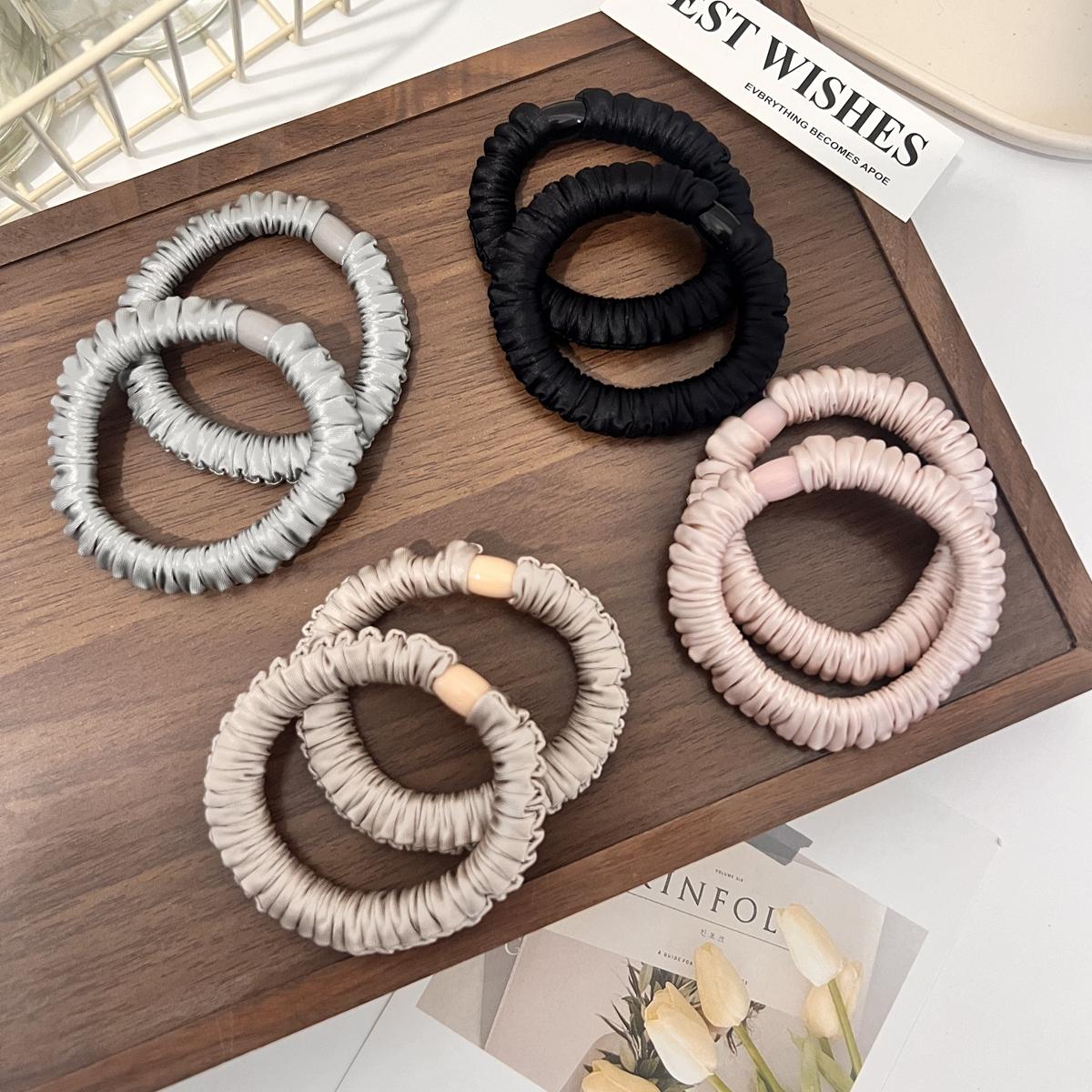 

8-Piece Set of Simple Solid Color Satin Hair Ties, Hair Bands, and Rubber Bands for Girls to Tie Their Hair, Suitable for Daily Casual Wear
