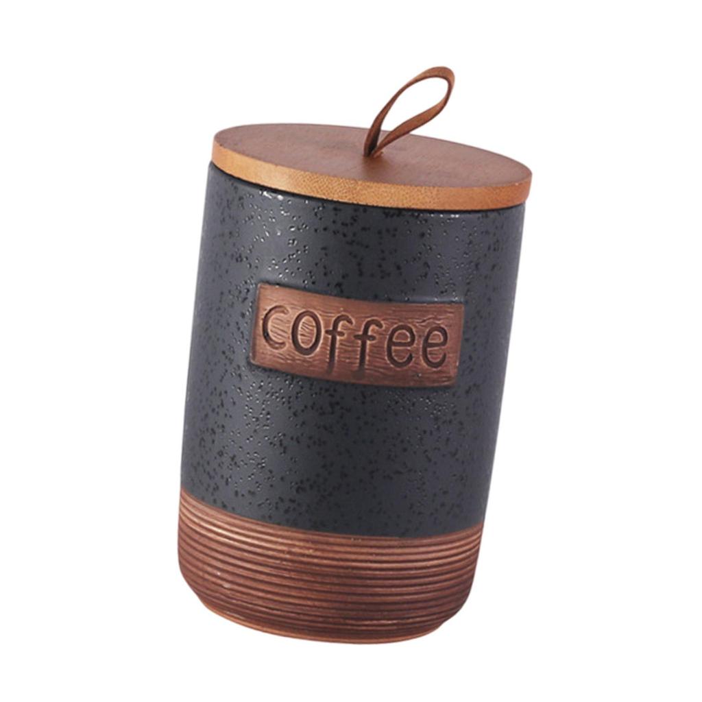 Ceramic Storage Container Sealed Jar Creative with Wood Lid Decorative Storage Jar Airtight Container for Candy Spice Cookie