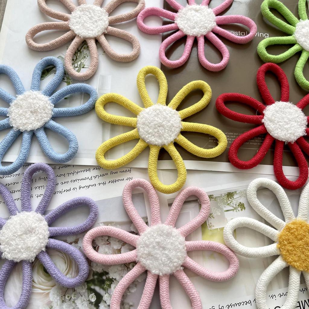 6Pcs Cotton Rope Flower Nursery Wall Decors Kid Room Decorations for Girl Woven Colorful Flower Ornaments Wall Hangings
