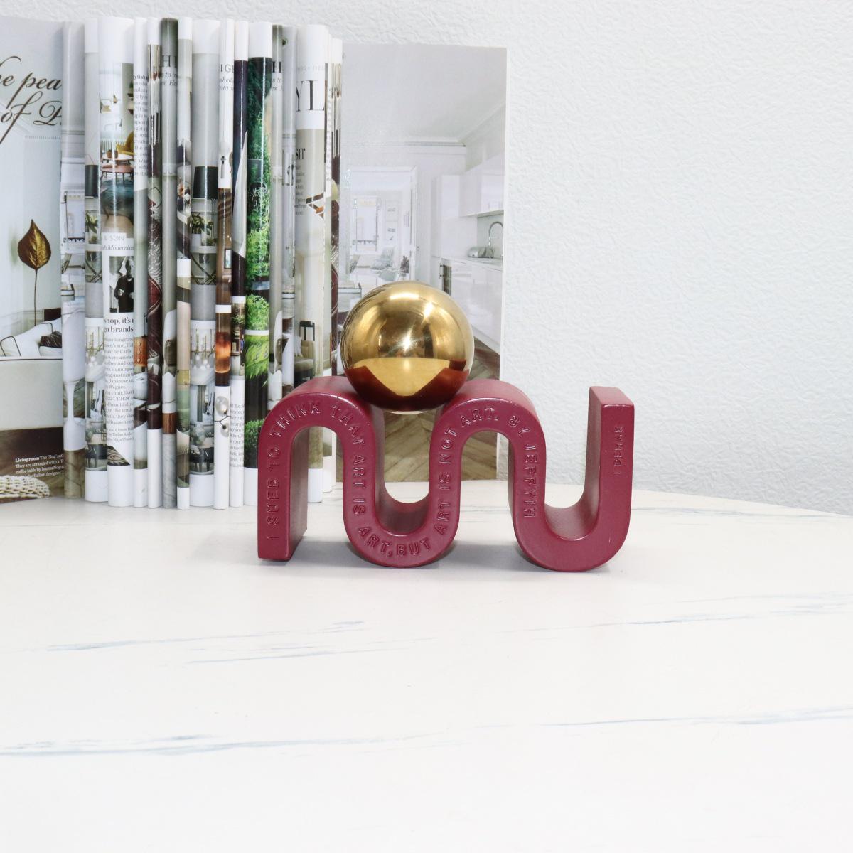 

Red Geometric Curved Abstract Desktop Ornament for Modern Office
