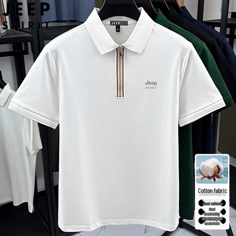 

JEEP SPIRIT Men s Half-Zip Short Sleeve Polo Shirt M