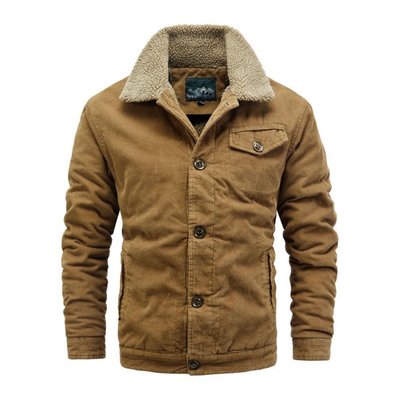 Autumn and Winter Corduroy Lapel Cotton-padded Clothes Short Flight Clothes Top Warm Cotton Clothes Men's Velvet Large Size Loose