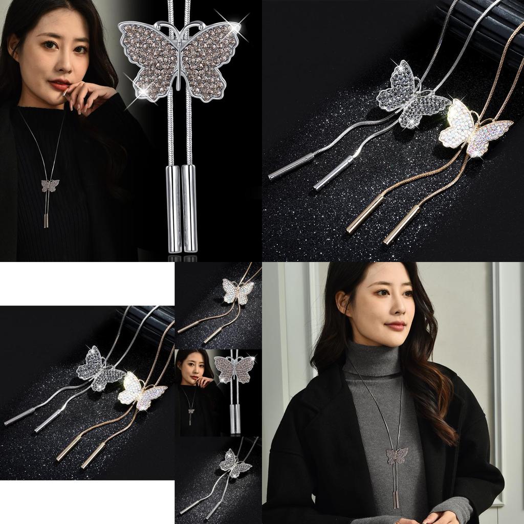 Elegant Butterfly Necklace For Women Long Fashion Sweater Chain Vintage Accessory