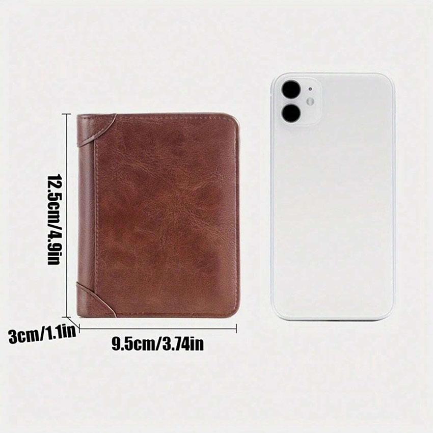1pc Men's Leather Wallet, Minimalist Vertical Short Business 3 Fold Credit Card Holder