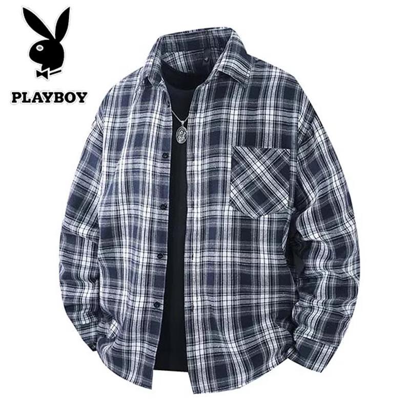 PLAYBOY Men's Plaid Long Sleeve Casual Shirt