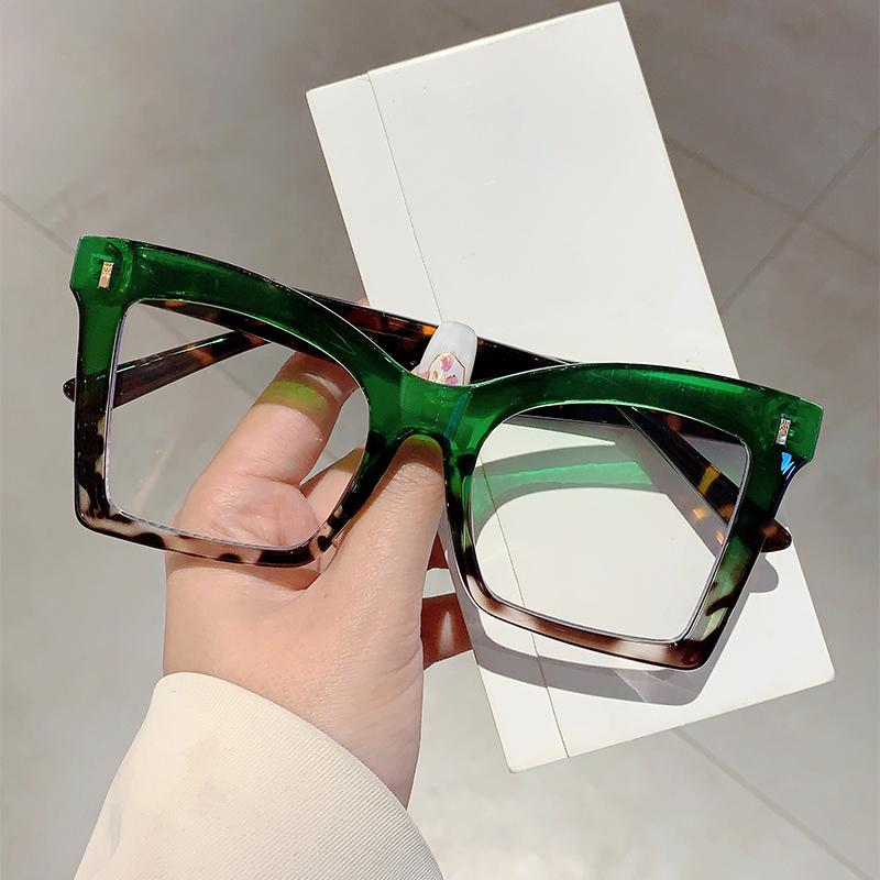 Vintage Square Glasses Frames Women Stylish Oversized Non-prescription Eyeglasses Ins Trendy Brand Design Eyewear