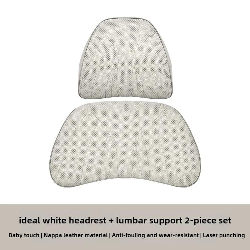 Universal Car Lumbar Support Pillow & Headrest Cushion - Memory Foam Neck/Back Cushion with OEM Car Texture