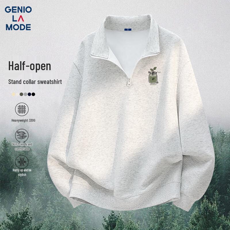 

GENIOLAMODE Men s Heavyweight Stand Collar Half-Zip Sweatshirt 2XL