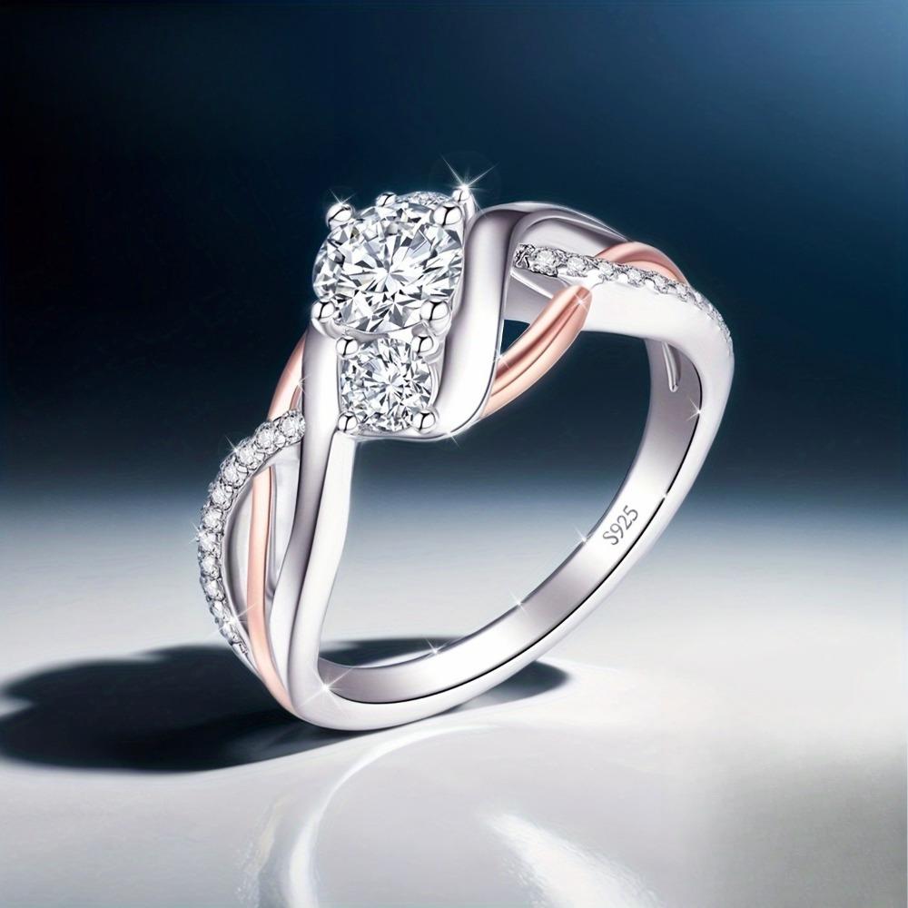 925 Sterling Silver Infinity Symbol Wedding Ring Round Cut Cubic Zirconia Women's Bridal Set