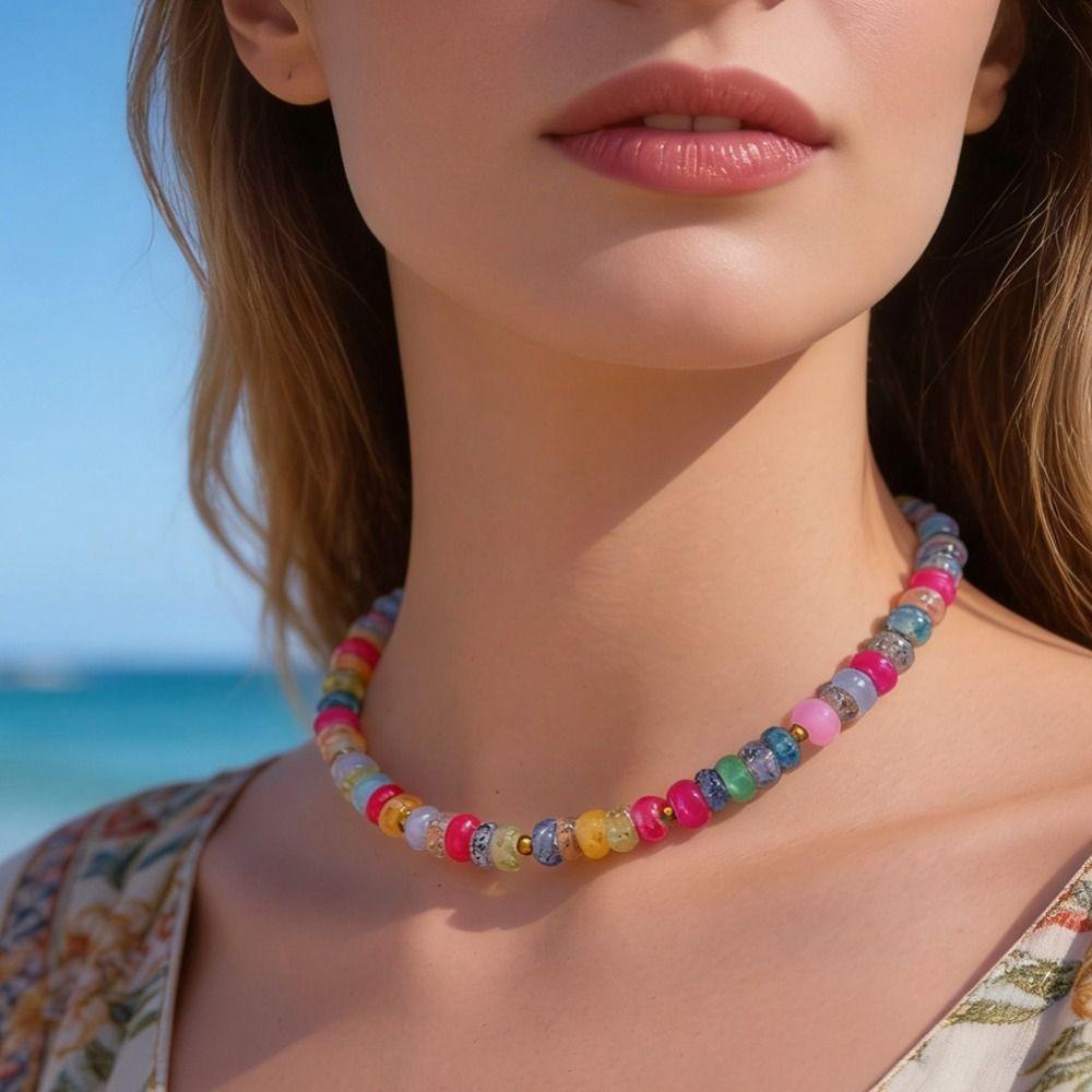 Handmade Crab Pendant Necklace Colorful Glass Beads Colorful Necklace Women Necklace for Women B