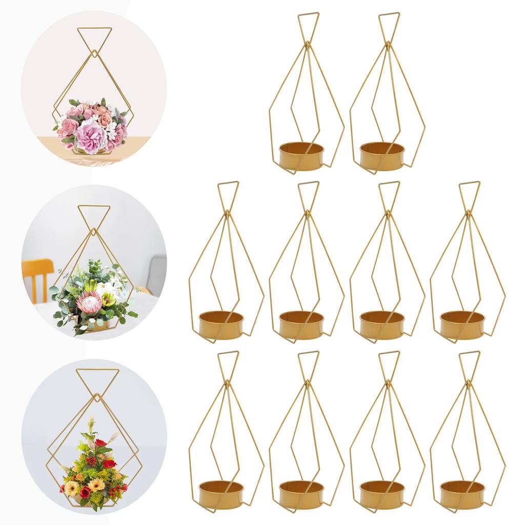 10Pcs Gold Vases Centerpieces, Geometric Centerpiece Wedding Elegant Trumpet Metal Flower Stand for Weddings Party Table Decor