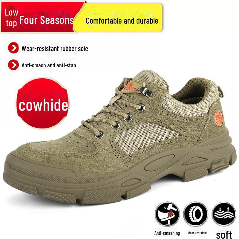 Pantofi de Sudură cu Bombeu din Oțel din Piele de Vacă - Antizdrobire, Antiperforație, Izolați, Încălțăminte de Siguranță cu Top Scund pentru Sudori.