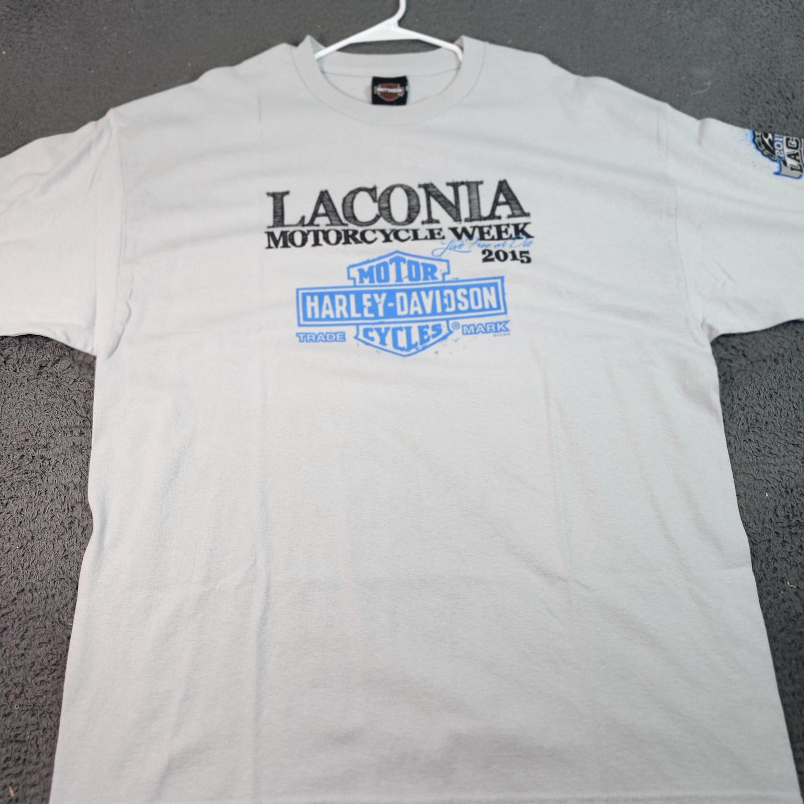 Harley-Davidson Shirt Mens 2XL Silver Laconia Motorcycle Week 2015 Graphic Tee Unisex T-Shirt XXXXL