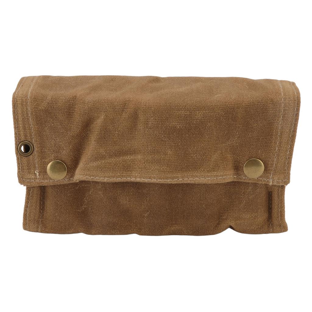 Spice Bottle Bag Wet Wax Canvas Portable Seasoning Storage Bag with 9 Glass Seasoning Bottle for Outdoor Camping Khaki