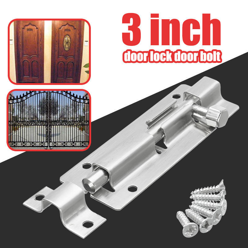 ba/ño Pestillo deslizante f/ácil de ajustar con tornillos dormitorio 2 pernos para cerradura de puerta puerta ducha para ba/ño plateado cobertizo