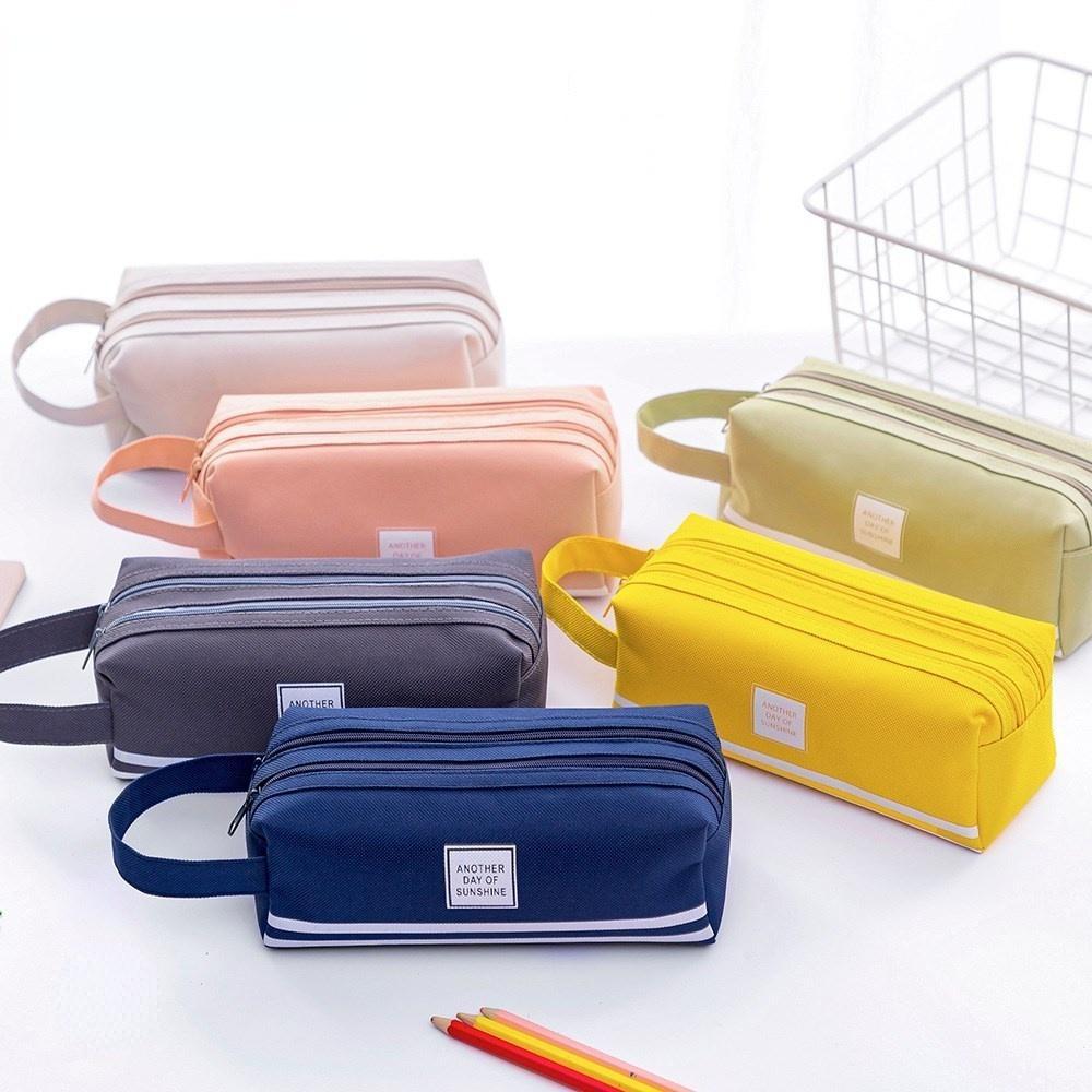 Borsa per cancelleria per bambini Astuccio portatile in tela Astuccio per materiale scolastico Borsa per la conservazione Astuccio a doppio strato Astuccio per studenti Astuccio carino