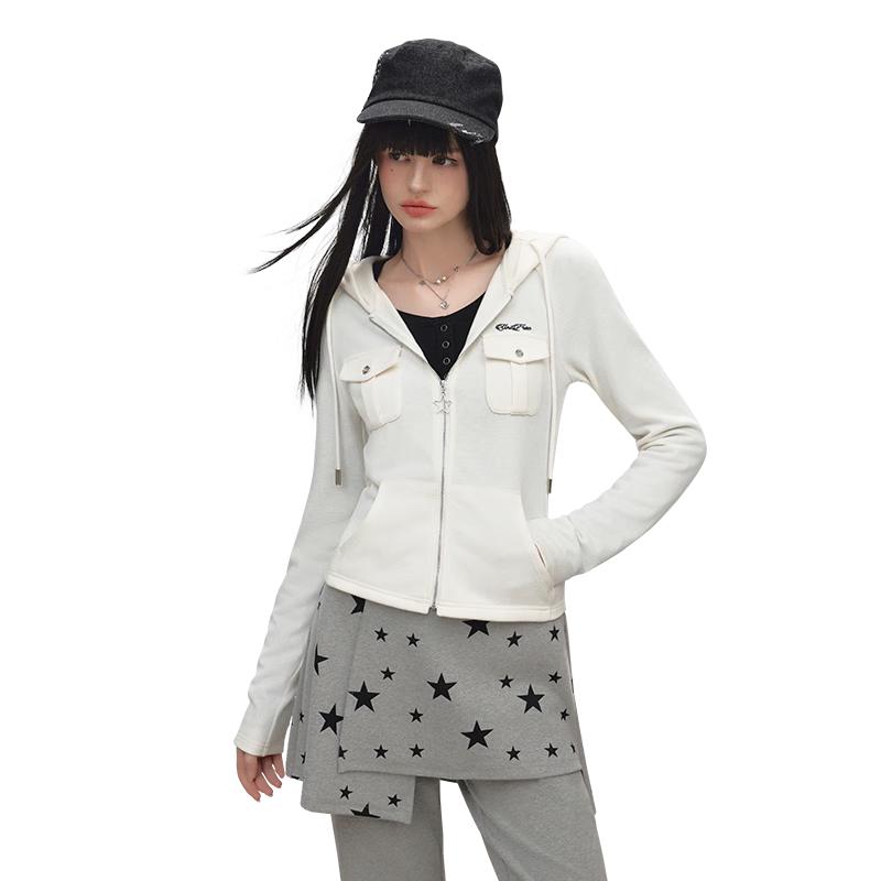 

UNIFREE American Style Hooded Knit Sweatshirt Jacket S