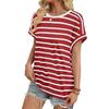 New Arrival Women's Round Neck Striped Color Block Casual Short Sleeve T-shirt