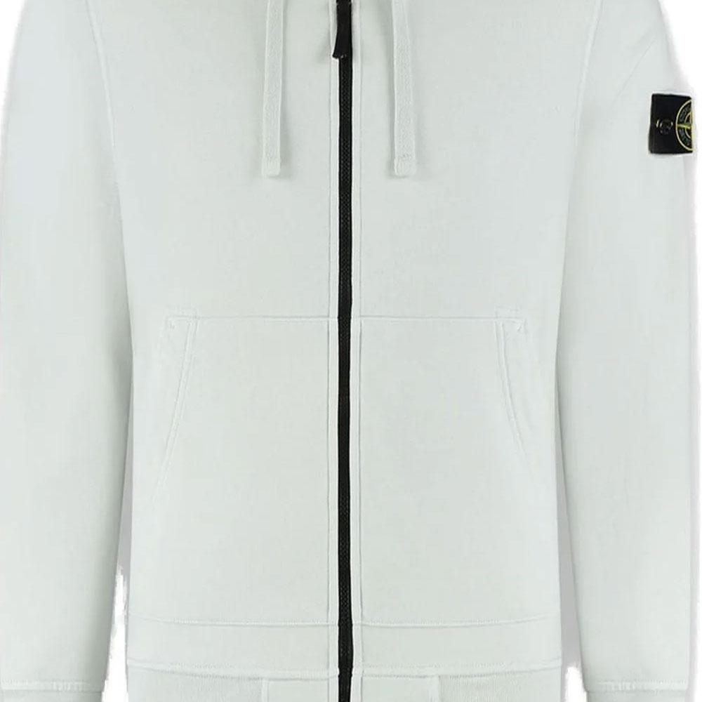 STONE ISLAND Zipper Solid Color Long Sleeve Hooded Ribbed Sweatshirt Men Sweatshirt L1S156100061S0051-V0041
