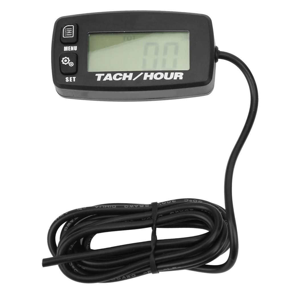 LCD Backlit Gauge Resettable Inductive Tachometer Hour Meter for 2 4 Stroke Engines