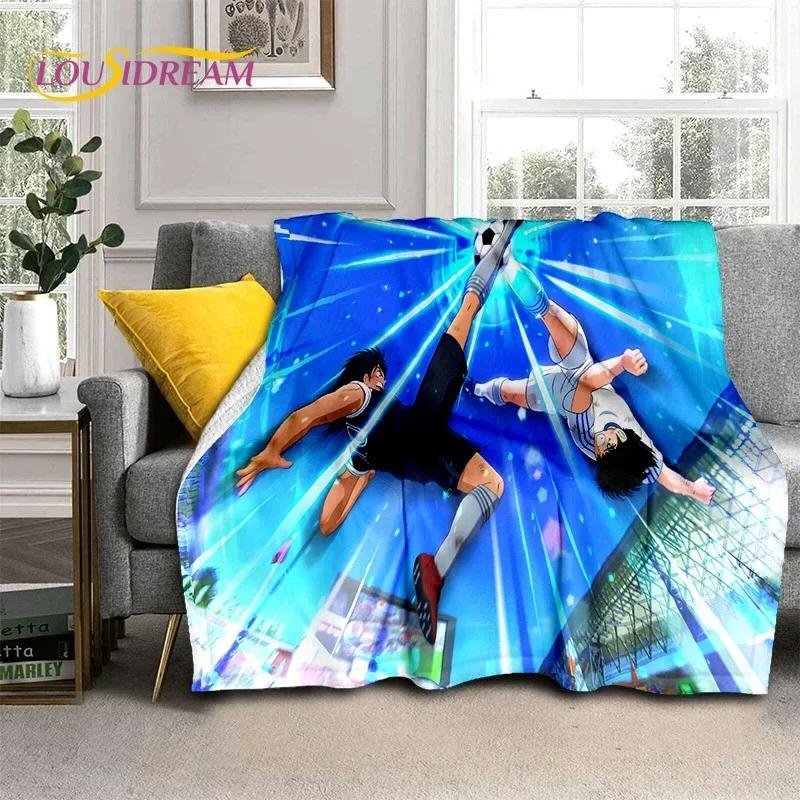 Cartoon Captain Tsubasa Football Soft Flannel Blankets,Throw Blanket Comfortable Blanket for Picnic Beds Sofa Home Bedroom Gifts