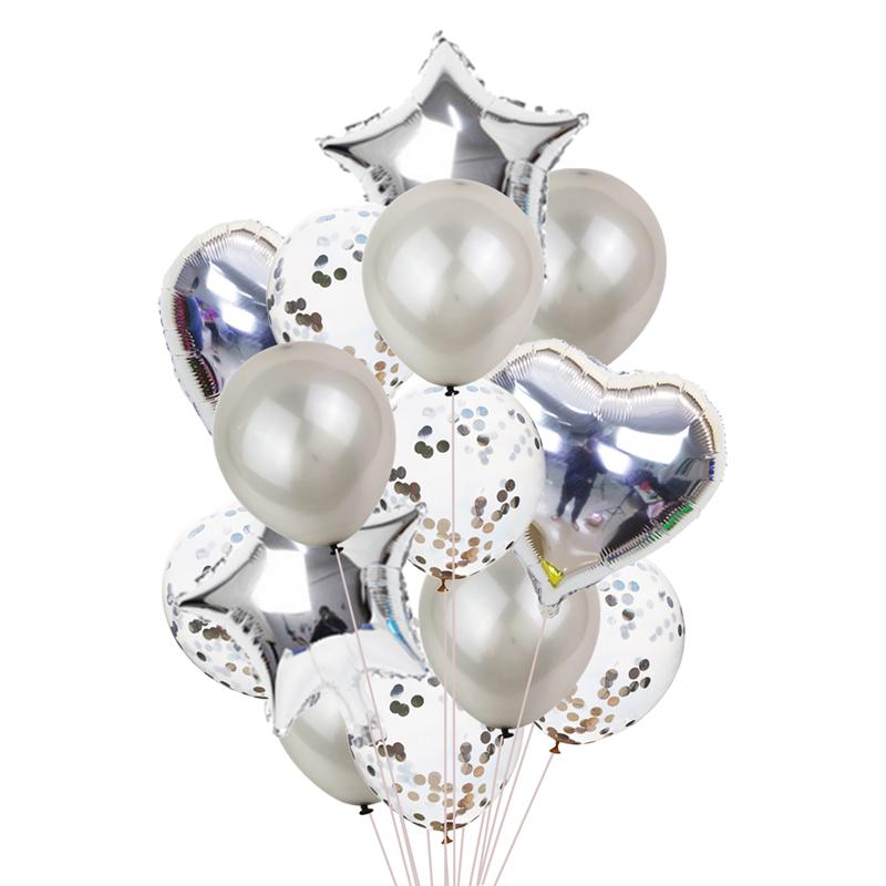 14Pcs Multi Confetti Balloon Happy Birthday Party Balloons Rose Gold Helium Ballons Boy Girl Baby Shower Party Supplies