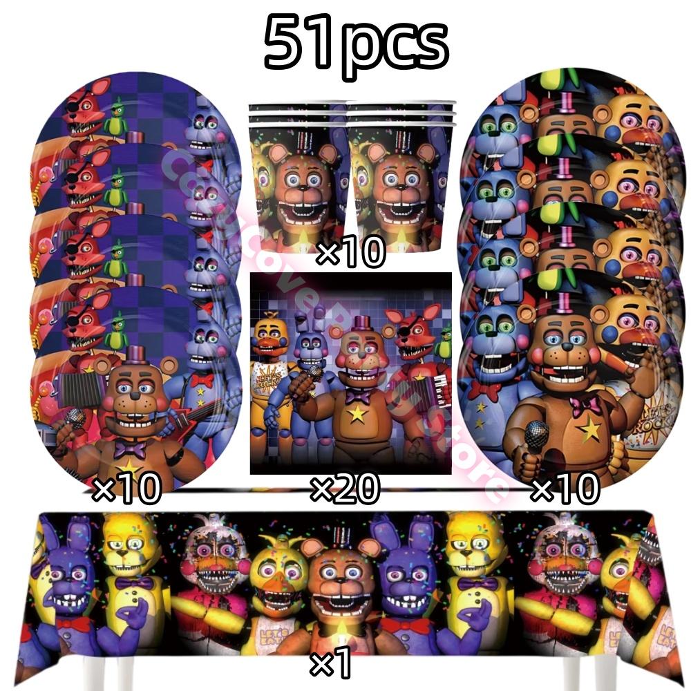 Neltoned Birthday Party Decoration Cups Plates Cake Topper Balloons For Kids Party Favors Freddyed Bear Gifts By Fnafs