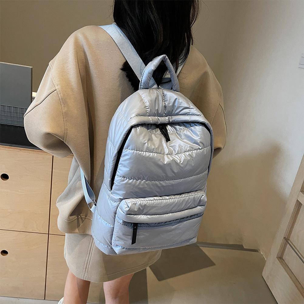 Zaino imbottito invernale Puffer per donna, grande capacità, cotone piuma, borsa da scuola, zaino casual