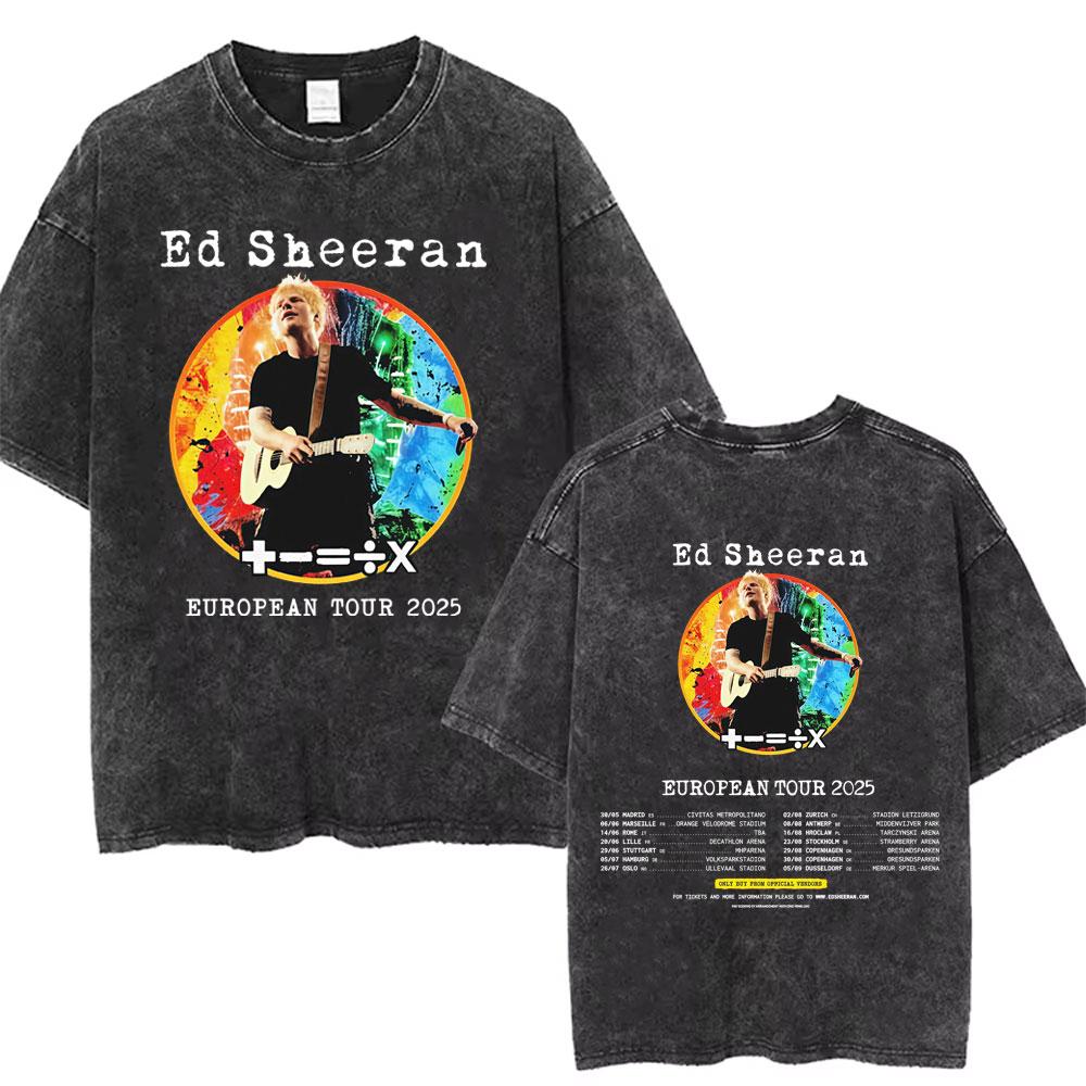 Washed Vintage Ed Sheeran Play Graphic Tshirt Men Women Hip Hop Fashion Pop Music T Shirts Mens Gothic Oversized Streetwear
