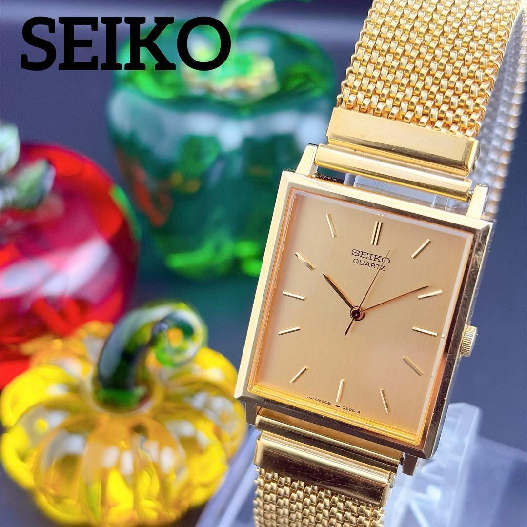 Used [Rare/Good Condition] Old Seiko Tank Square Gold Quartz Men s Watch