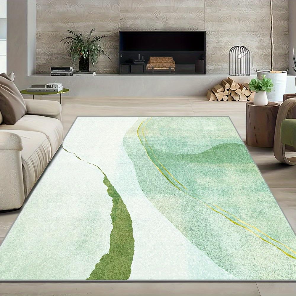 Teal Abstract Art Area Rug Chic Floor Carpet for Large Living Room Villa Loft Indoor Ornament for Christmas Holiday Luxury Home