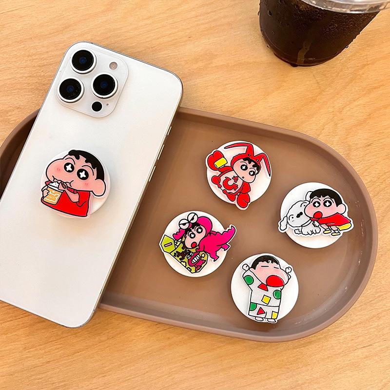 Crayon Shin-chan Cartoon Phone Airbag Holder - Telescopic & Foldable for Apple, Huawei, Xiaomi