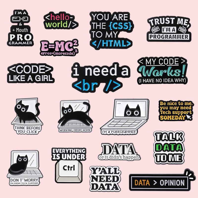 Creative Cartoon Cat Keyboard Badge: Cross-Border Programmer Brooch